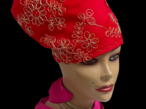 Coiffe prestige rouge et dorée